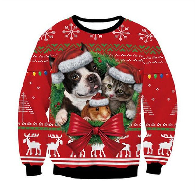 Cartoon Digital Printing Pullover Round Neck Sweater