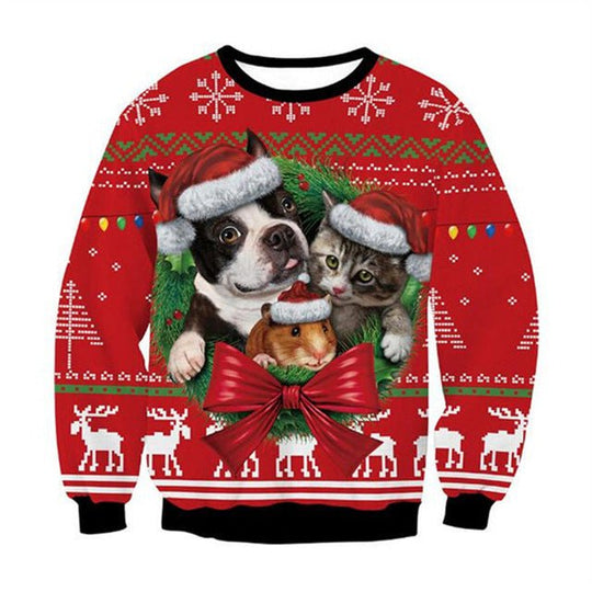 Cartoon Digital Printing Pullover Round Neck Sweater