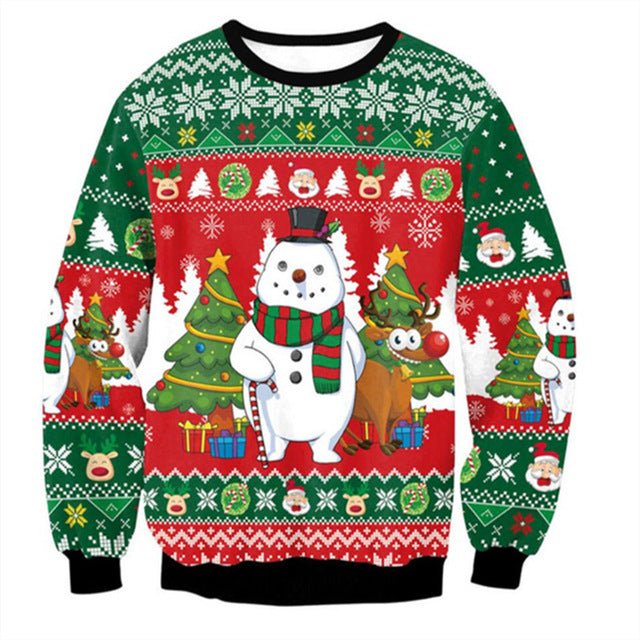 Cartoon Digital Printing Pullover Round Neck Sweater