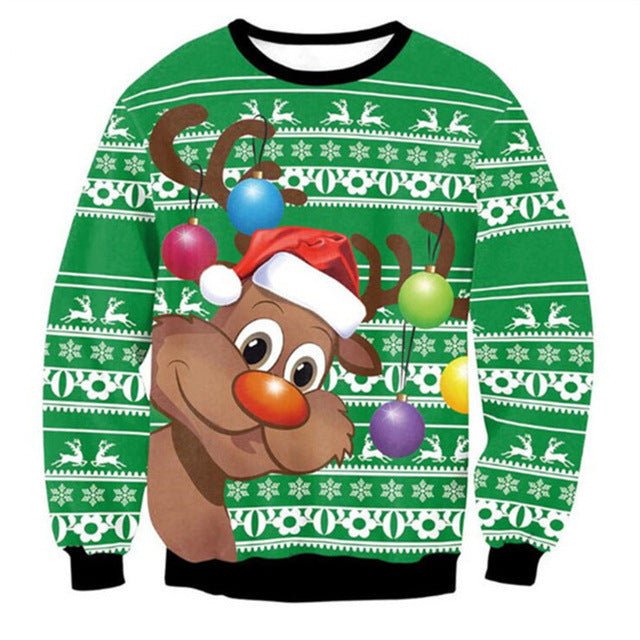 Cartoon Digital Printing Pullover Round Neck Sweater