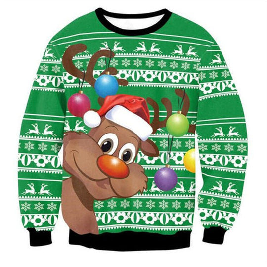 Cartoon Digital Printing Pullover Round Neck Sweater