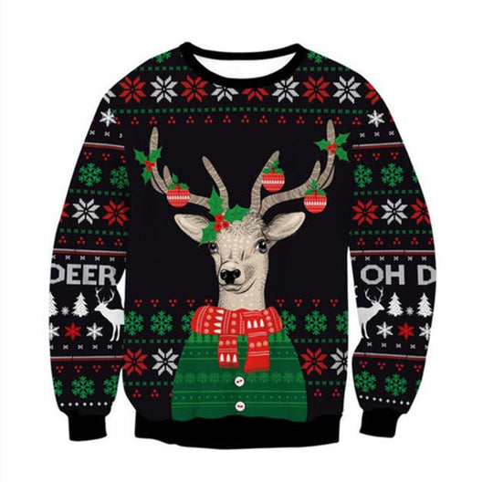 Cartoon Digital Printing Pullover Round Neck Sweater
