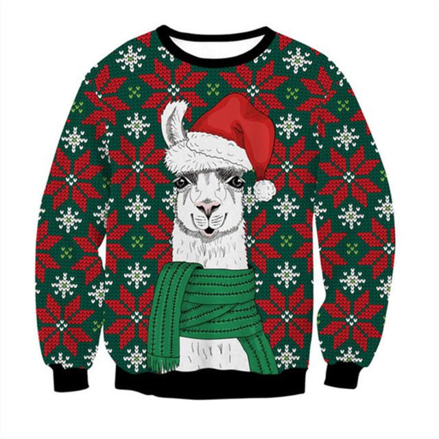 Cartoon Digital Printing Pullover Round Neck Sweater
