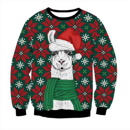 Cartoon Digital Printing Pullover Round Neck Sweater