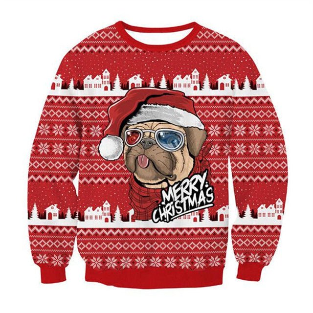 Cartoon Digital Printing Pullover Round Neck Sweater