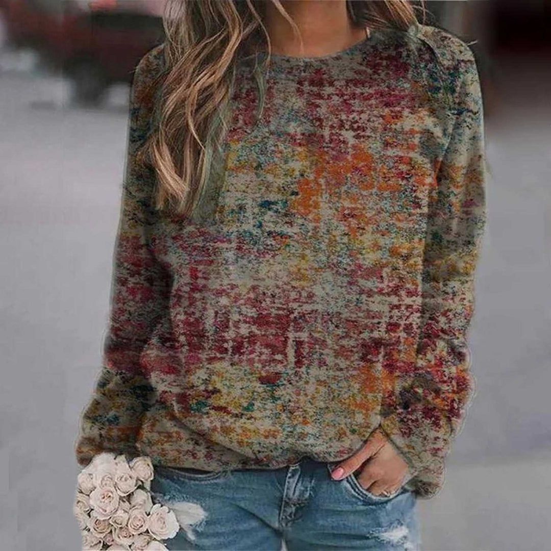 Frauen Casual Print Sweatshirts Thermische Crewneck Langarm T-Shirts Lose croc top fille poleras de mujer indie ästhetischen