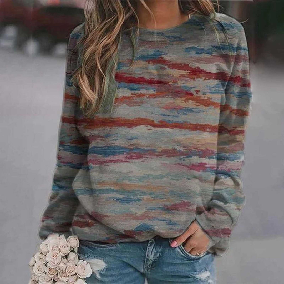 Frauen Casual Print Sweatshirts Thermische Crewneck Langarm T-Shirts Lose croc top fille poleras de mujer indie ästhetischen