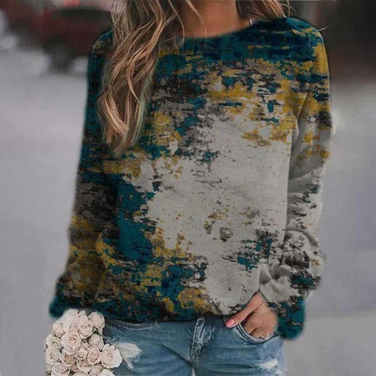 Frauen Casual Print Sweatshirts Thermische Crewneck Langarm T-Shirts Lose croc top fille poleras de mujer indie ästhetischen