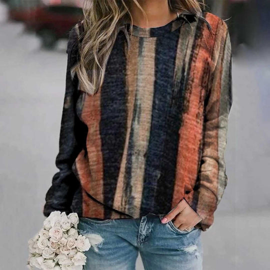 Frauen Casual Print Sweatshirts Thermische Crewneck Langarm T-Shirts Lose croc top fille poleras de mujer indie ästhetischen