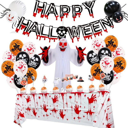 Halloween Balloon Set Blood Color Banner Ghost Package Ghost Festival Party Decoration
