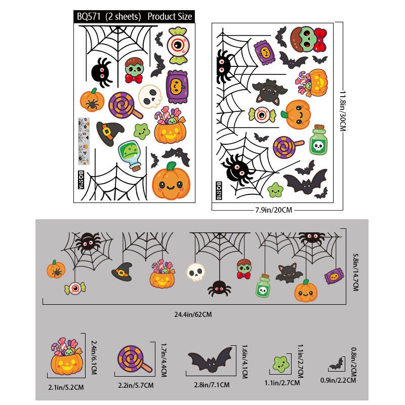 Halloween Decorations Pumpkin Skull Glass Stickers