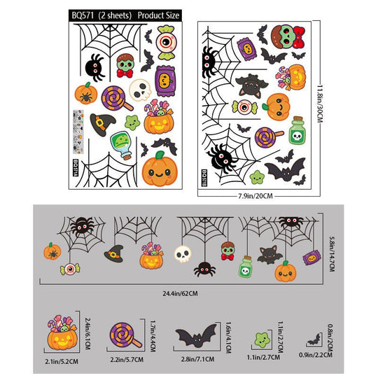 Halloween Decorations Pumpkin Skull Glass Stickers