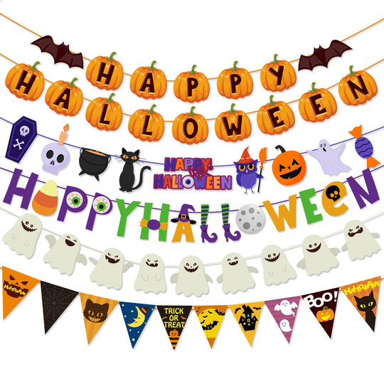Halloween Party Pumpkin Triangle Banner Hanging Flag Party Scene Layout Decoration