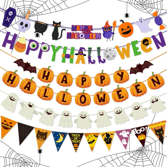 Halloween Party Pumpkin Triangle Banner Hanging Flag Party Scene Layout Decoration