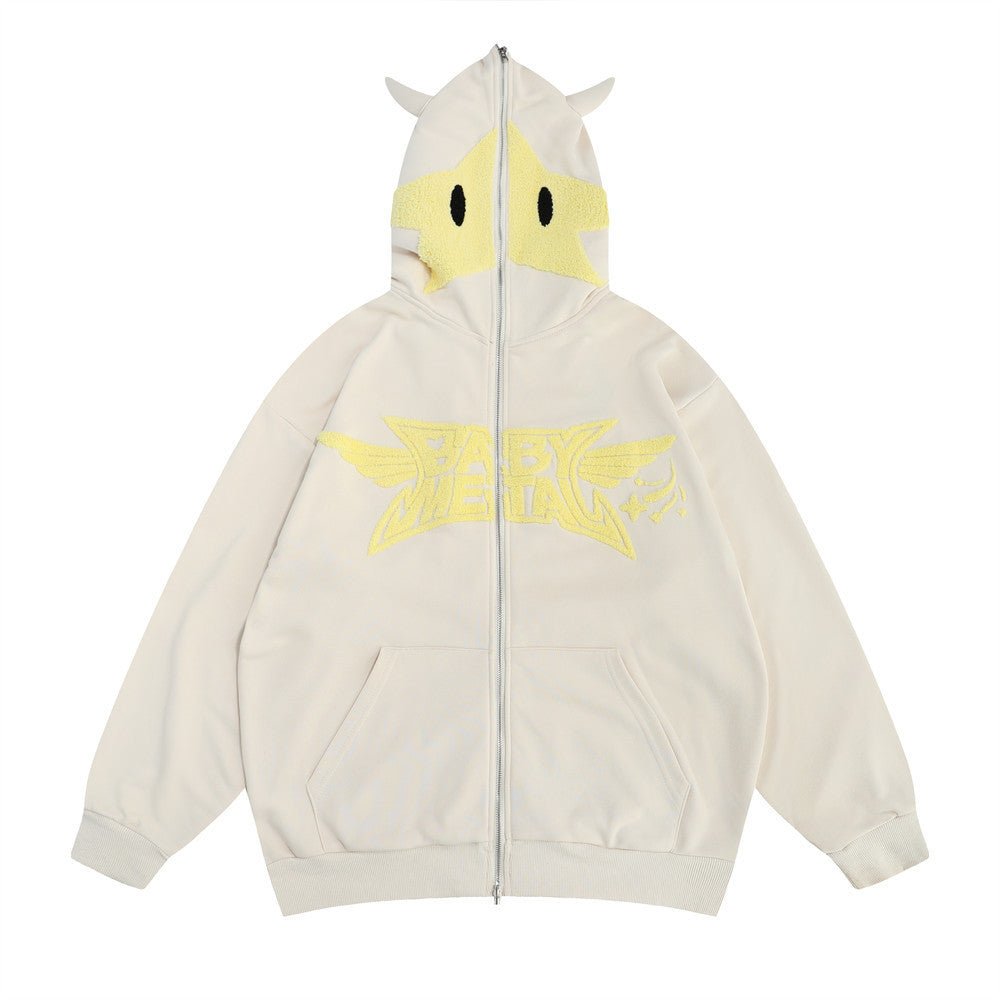Masked Zipper Hooded Sweater For Men