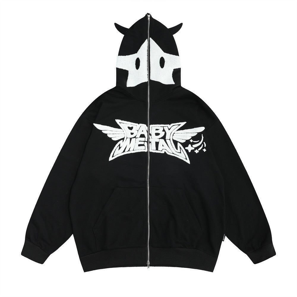 Masked Zipper Hooded Sweater For Men