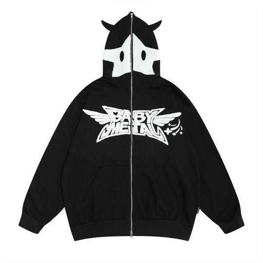 Masked Zipper Hooded Sweater For Men