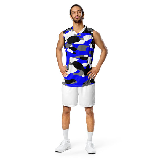 River Blue Camo basketball jersey