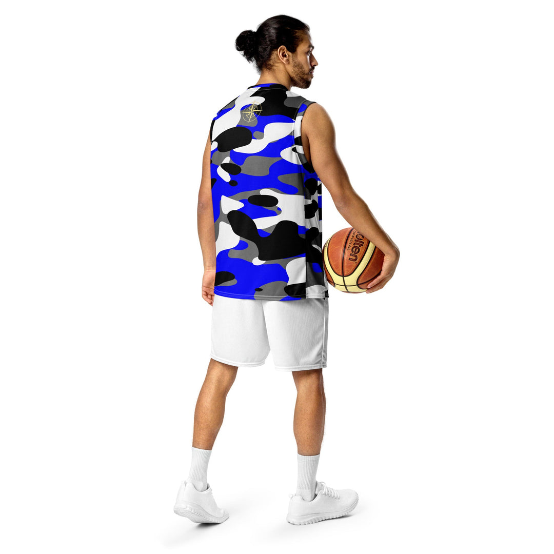 River Blue Camo basketball jersey