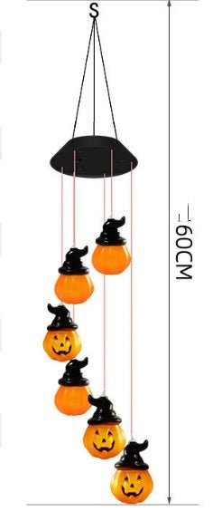 Solar Wind Chimes Halloween Horror Pumpkin Skull Elf Courtyard Atmosphere Decorative Lights