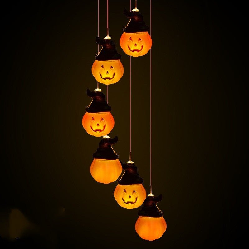 Solar Wind Chimes Halloween Horror Pumpkin Skull Elf Courtyard Atmosphere Decorative Lights