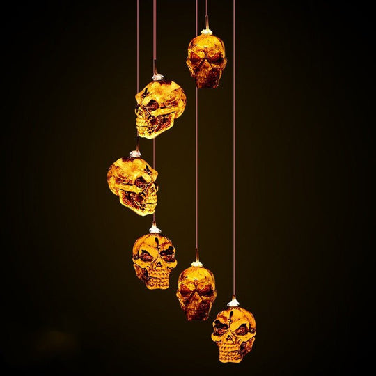 Solar Wind Chimes Halloween Horror Pumpkin Skull Elf Courtyard Atmosphere Decorative Lights
