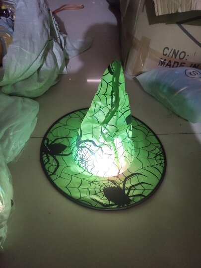 Spider Bronzing Witch Hat Halloween Decorative Glowing LED Witch Hat