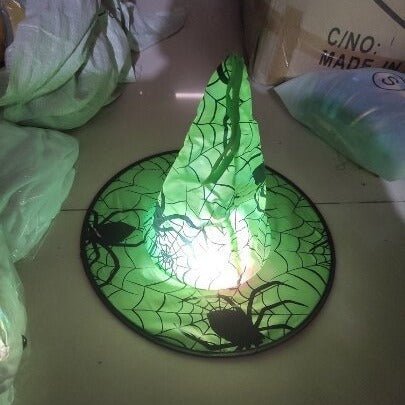 Spider Bronzing Witch Hat Halloween Decorative Glowing LED Witch Hat