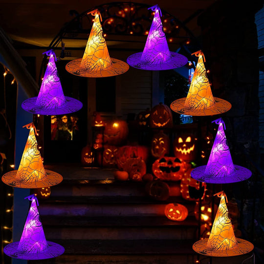 Spider Bronzing Witch Hat Halloween Decorative Glowing LED Witch Hat