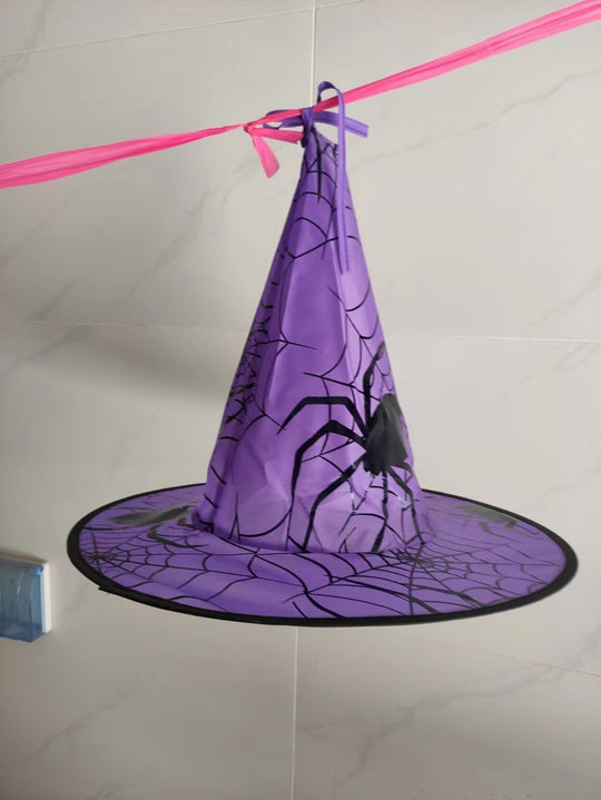 Spider Bronzing Witch Hat Halloween Decorative Glowing LED Witch Hat
