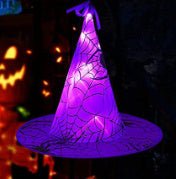 Spider Bronzing Witch Hat Halloween Decorative Glowing LED Witch Hat