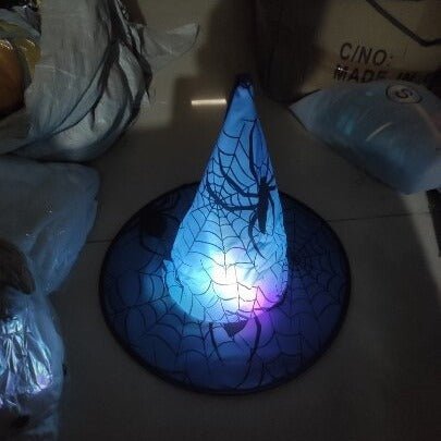 Spider Bronzing Witch Hat Halloween Decorative Glowing LED Witch Hat