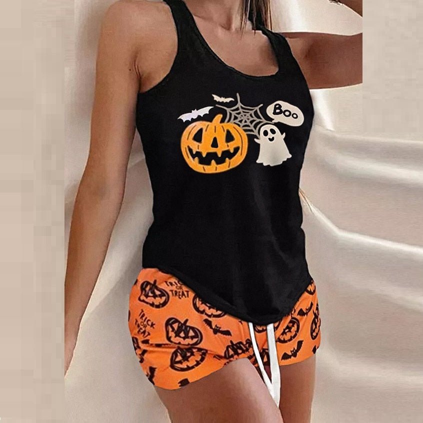 Two Piece Split Printing Set Of New Halloween Home Clothes