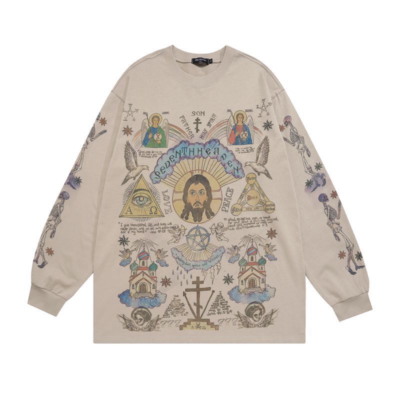 Washed-out Vintage Retro Style Personality Sweater Autumn Winter Couple High Street Coat Men
