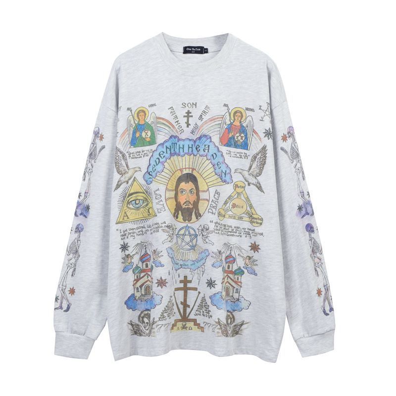 Washed-out Vintage Retro Style Personality Sweater Autumn Winter Couple High Street Coat Men