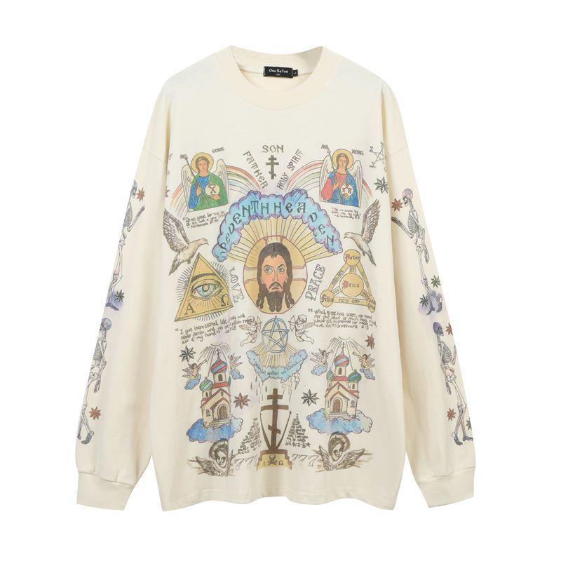 Washed-out Vintage Retro Style Personality Sweater Autumn Winter Couple High Street Coat Men