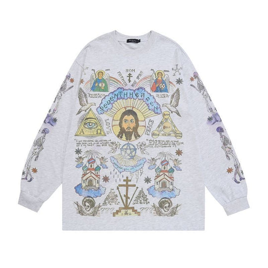 Washed-out Vintage Retro Style Personality Sweater Autumn Winter Couple High Street Coat Men