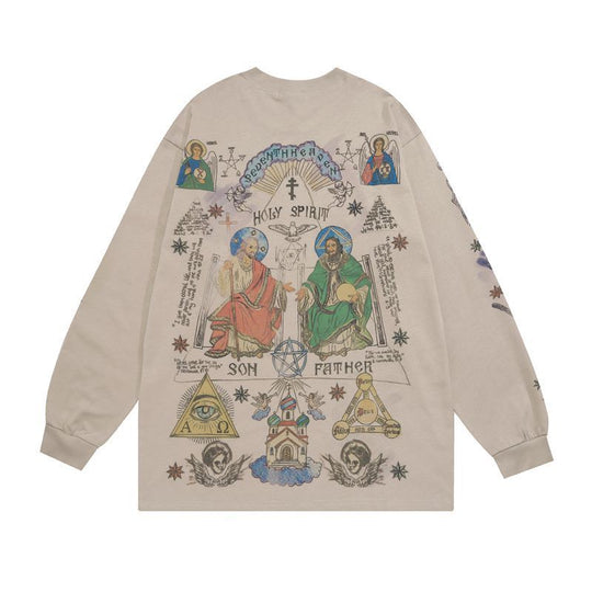 Washed-out Vintage Retro Style Personality Sweater Autumn Winter Couple High Street Coat Men