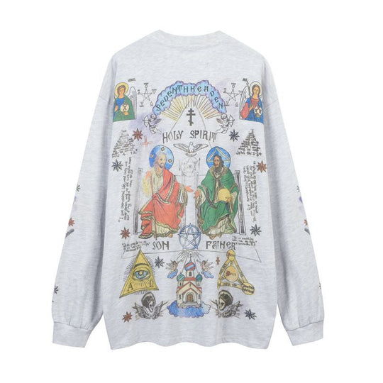 Washed-out Vintage Retro Style Personality Sweater Autumn Winter Couple High Street Coat Men