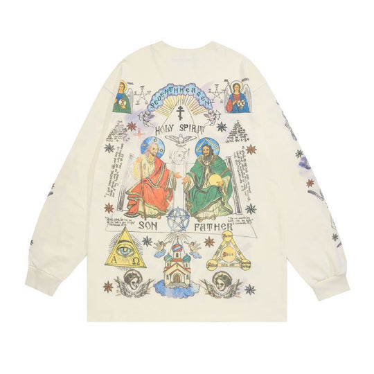 Washed-out Vintage Retro Style Personality Sweater Autumn Winter Couple High Street Coat Men