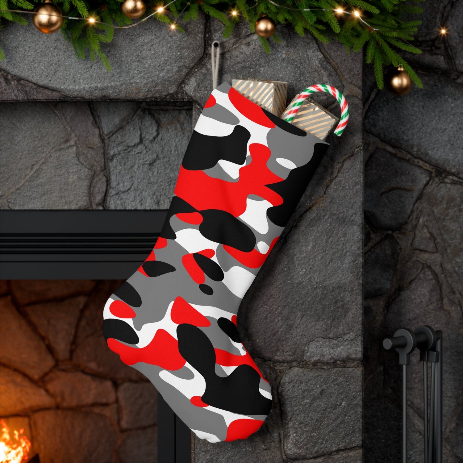 Fiery Red Camo Stocking