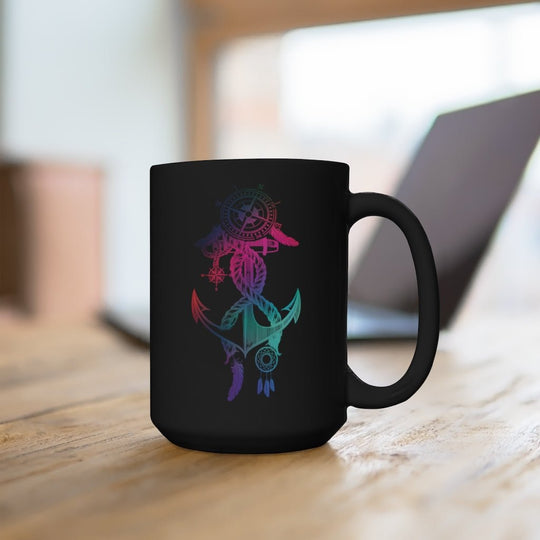 Pink Anchor Black Mug 15oz - Forbearance Apparel