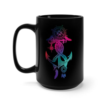 Pink Anchor Black Mug 15oz - Forbearance Apparel